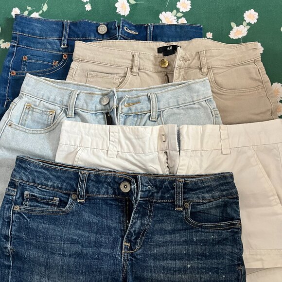 Summer Short Shorts Light Wash Tan White Denim High Waist BUNDLE LOT 5 GOOD - Picture 1 of 6
